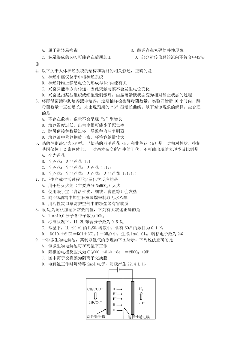 2018届黄山市二模理综试题.doc_第2页