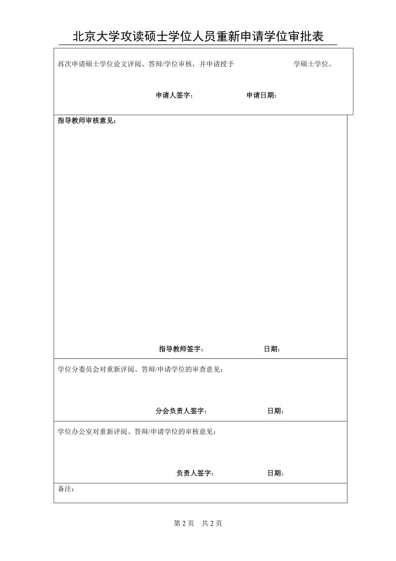 附件2：重新申请学位审批表-二次答辩同学填写（单、双证）doc.doc_第2页