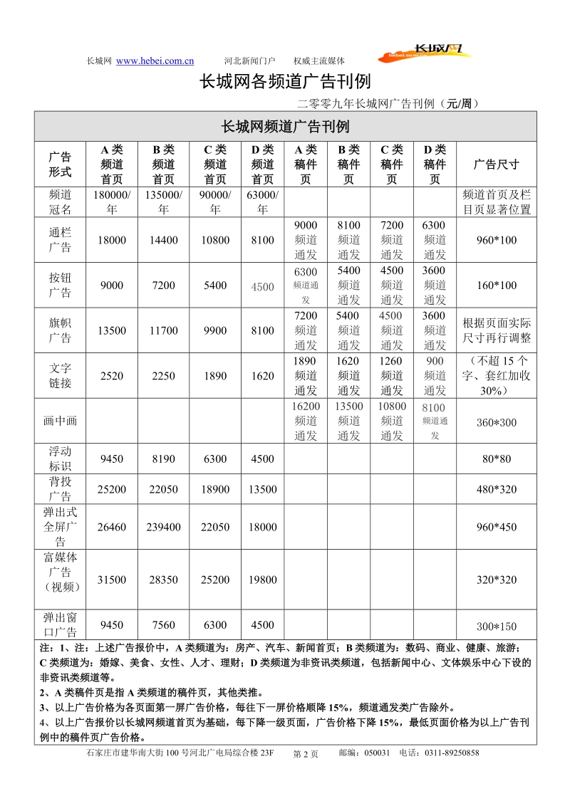 广告报价下载 - 河北新闻门户网站－长城网.doc_第2页