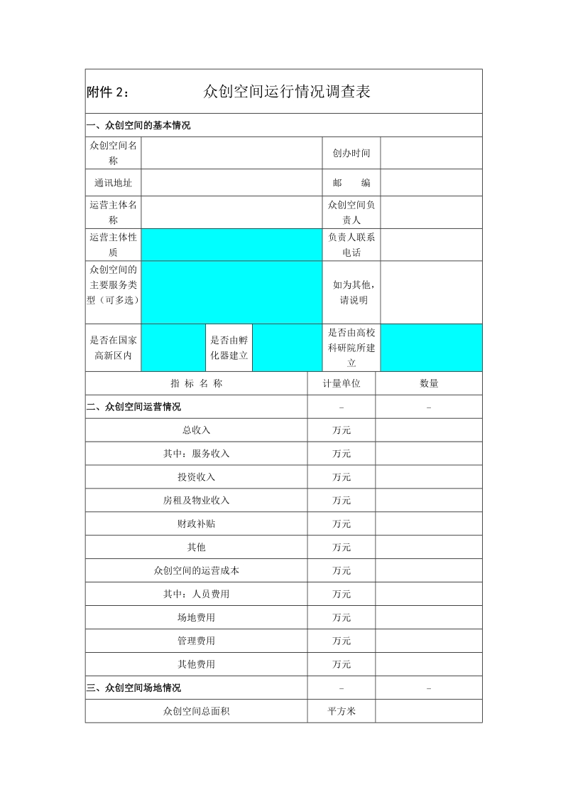 附件2： 众创空间运行情况调查表.doc_第1页