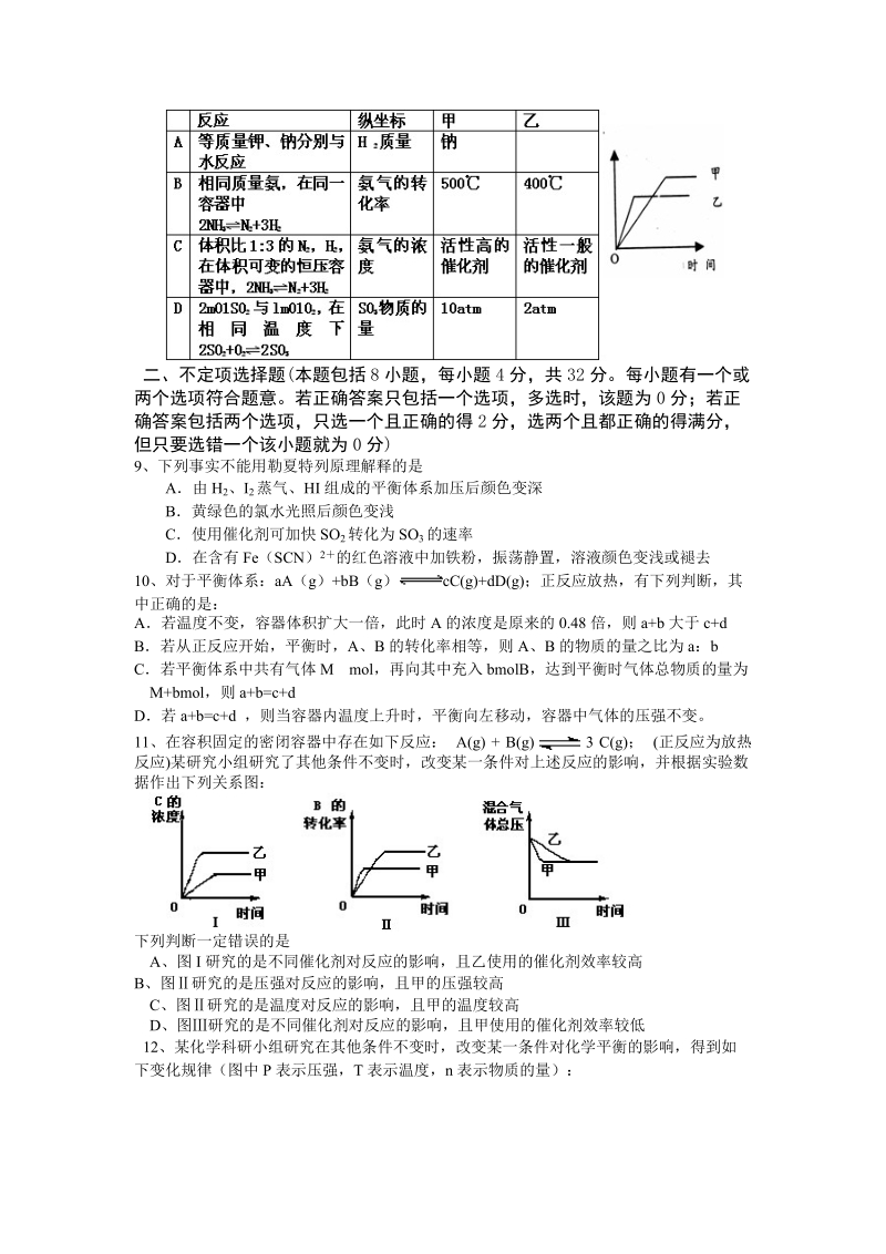 高二化学反应速率与化学平衡检测试题.doc_第2页