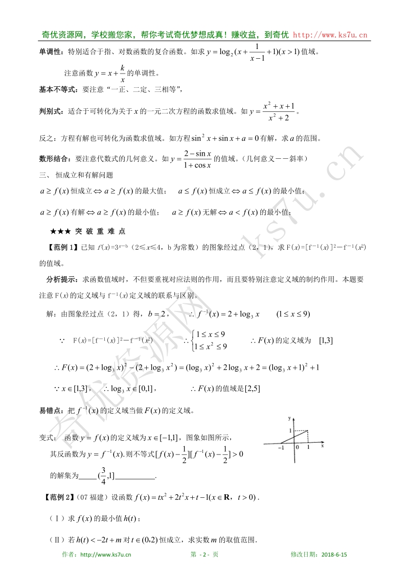 高考数学二轮专题复习教案：函数定义域和值域.doc_第2页