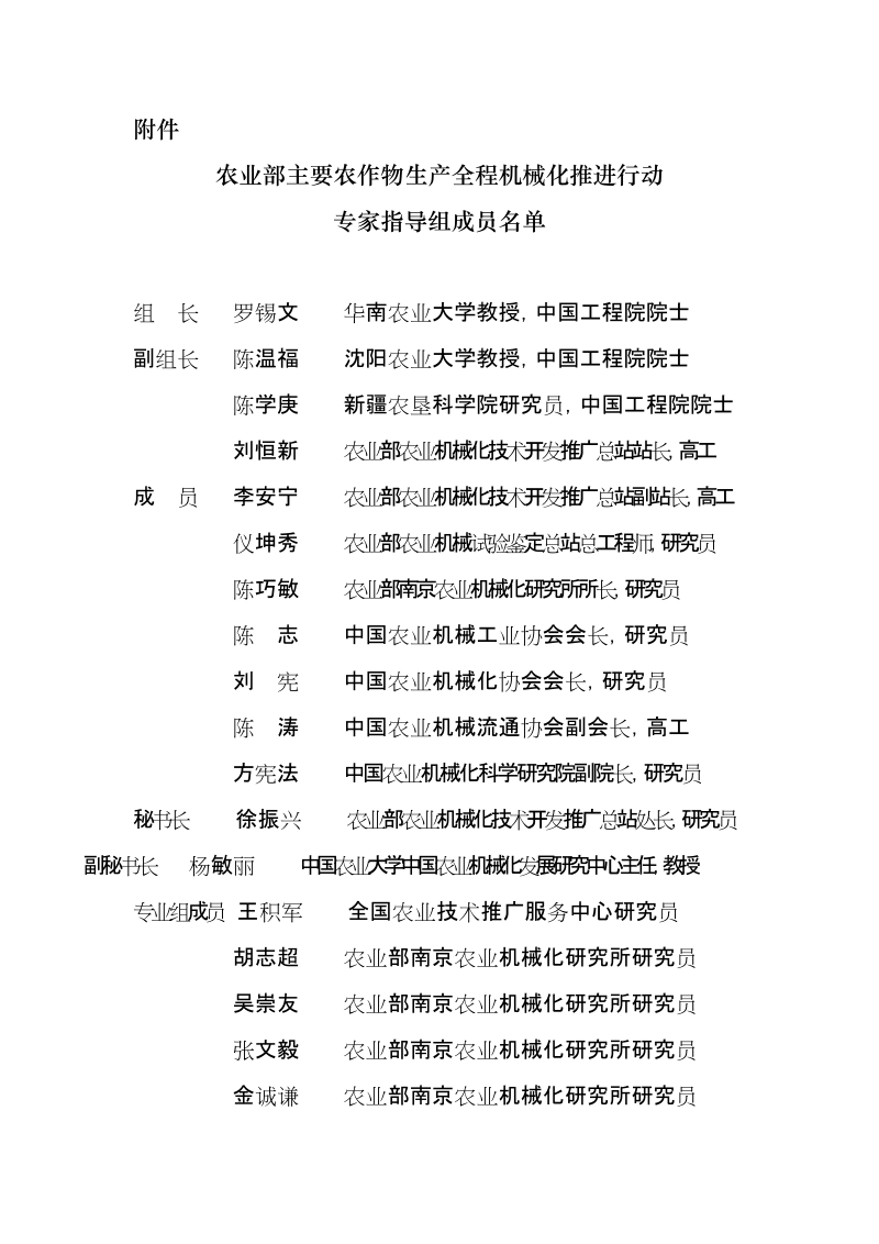 附件：农业部主要农作物生产全程机械化推进行动专家.doc_第1页