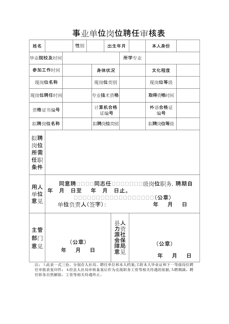 事业单位岗位聘任审核表 - 1.doc_第1页