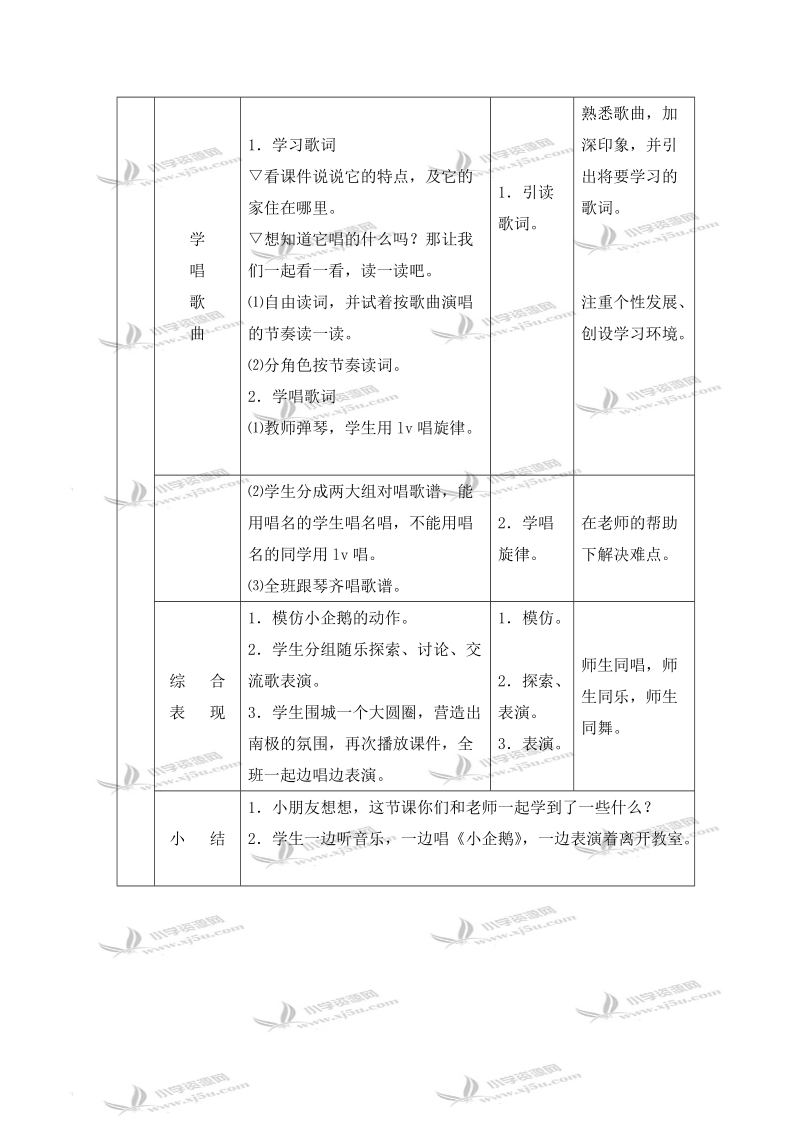 （湘教版）二年级音乐下册教案 小企鹅 3.doc_第2页