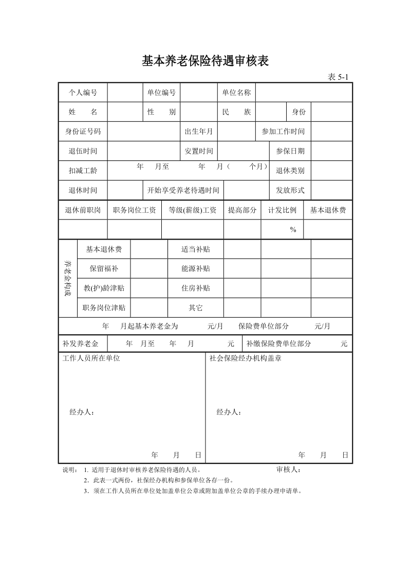 基本养老保险待遇审核表.doc_第1页