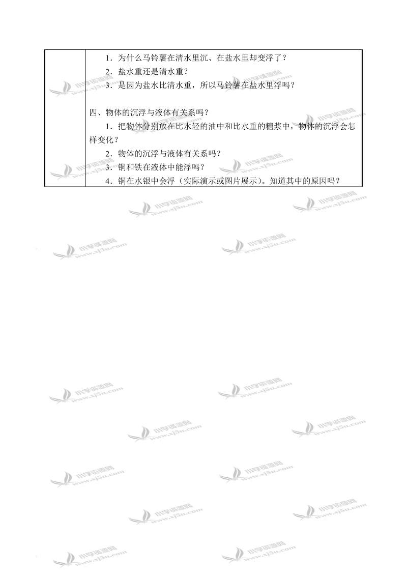 （浙教版）三年级科学下册教案 马铃薯在水中是沉还是浮 2.doc_第2页