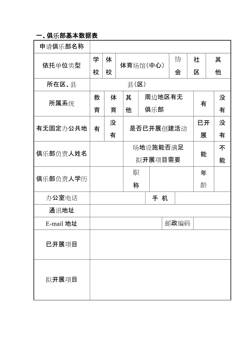 2013年黄山市青少年体育俱乐部申报书.doc_第2页