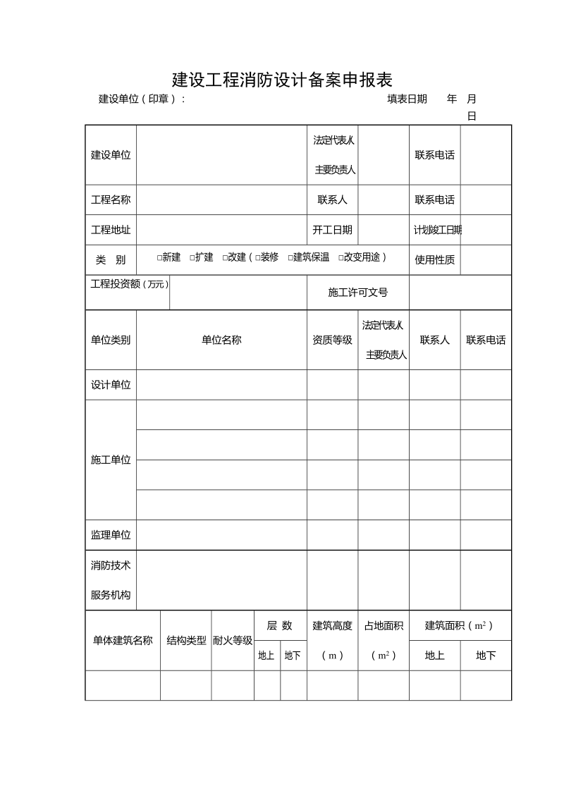 建设工程消防设计备案申报表.doc_第1页