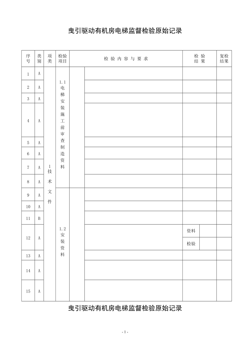 new曳引驱动有机房电梯监督检验原始记录.doc_第2页