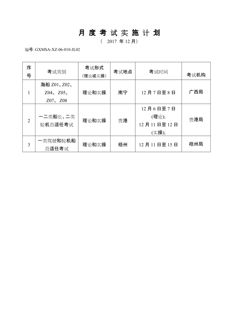 月度考试实施计划.doc_第1页