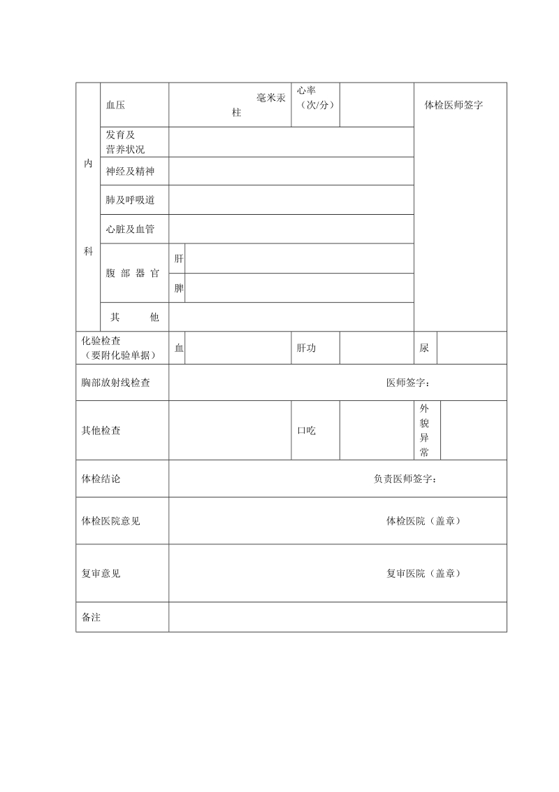 昆明理工大学研究生招生体格检查表.doc_第2页