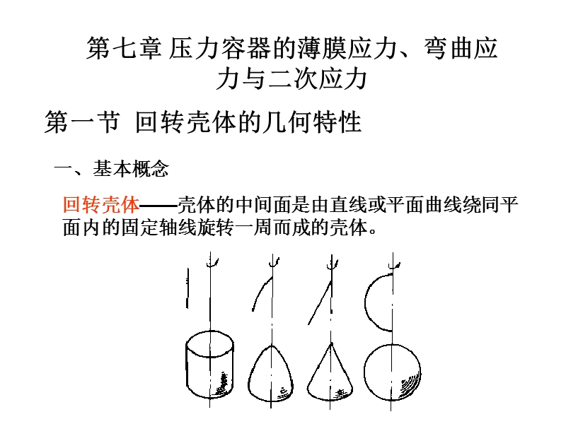 化工机械设备基础 第七章 压力容器的薄膜应力、弯曲应力与二次应力.ppt_第1页