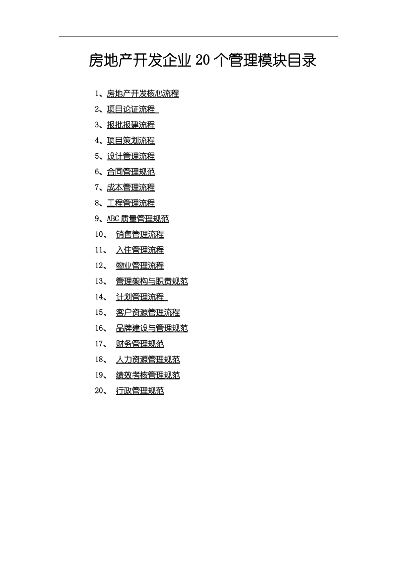 房地产企业20个管理模块目录.doc_第1页