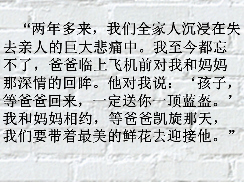 两年多来,我们全家人沉浸在失去亲人的巨大悲痛中。我至今都忘.ppt_第1页