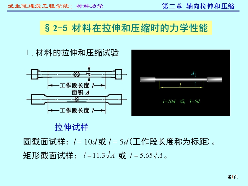 02.5.材料在拉伸和压缩时的力学性能.ppt_第1页