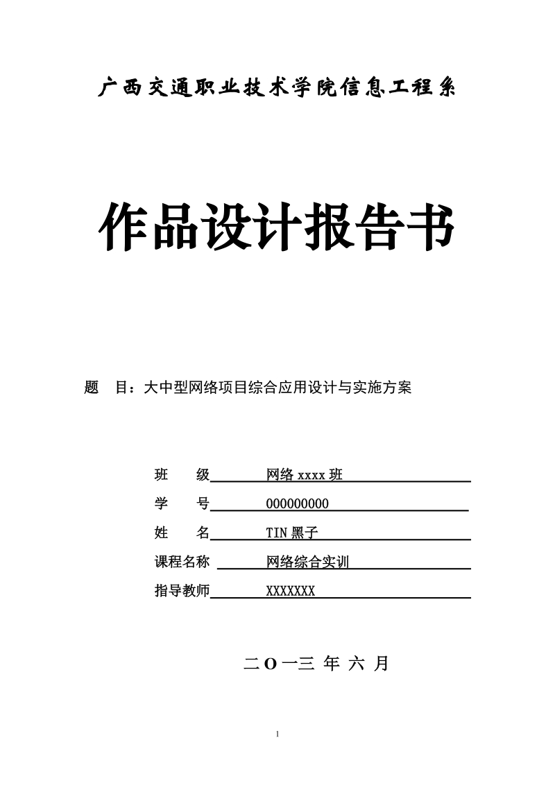 大中型网络项目综合应用设计与实施方案.doc_第1页