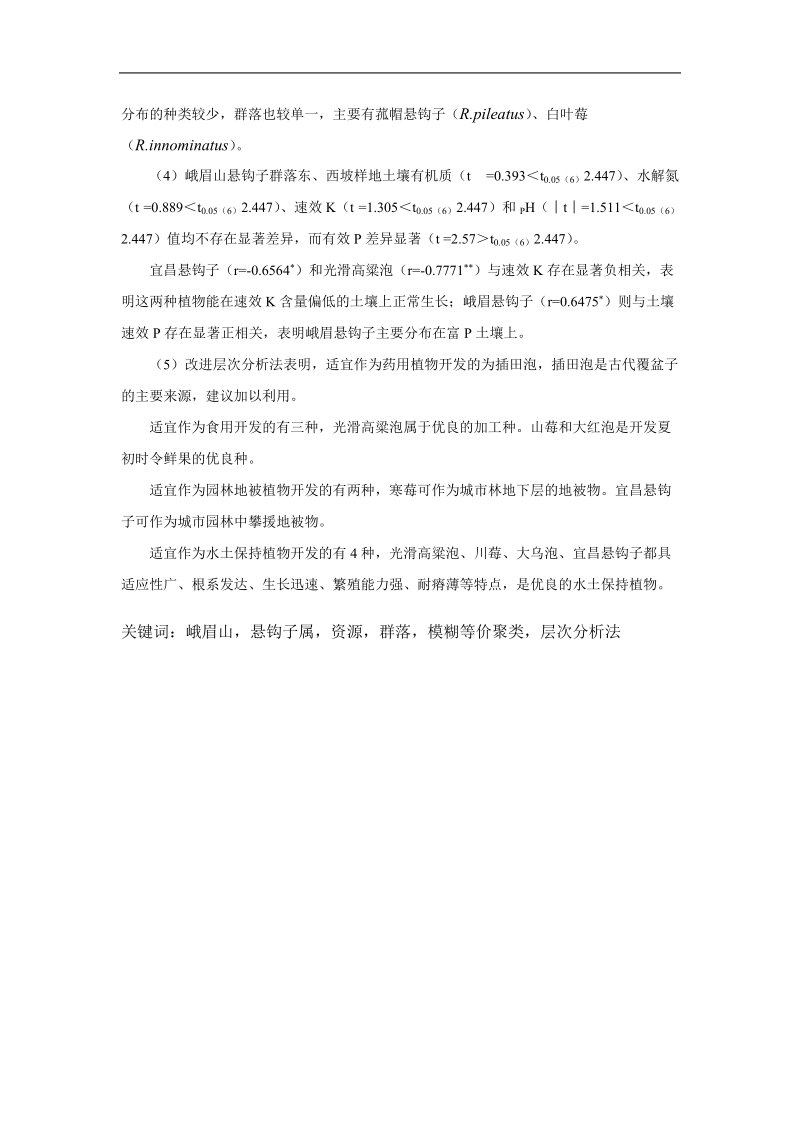 峨眉山悬钩子属植物群落特征及资源利用评价摘要.doc_第2页