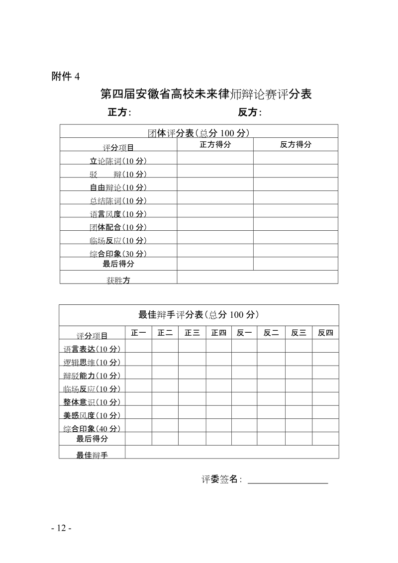 附件4 第四届安徽省高校未来律师辩论赛评分表doc.doc_第1页