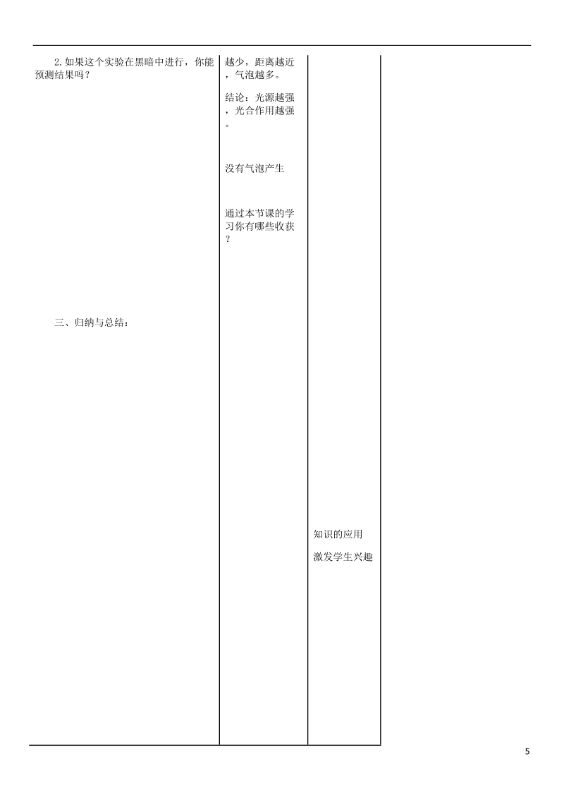 2018年七年级生物上册 第3单元 第5章 第1节 光合作用吸收二氧化碳释放氧气教案 （新版）新人教版.doc_第3页