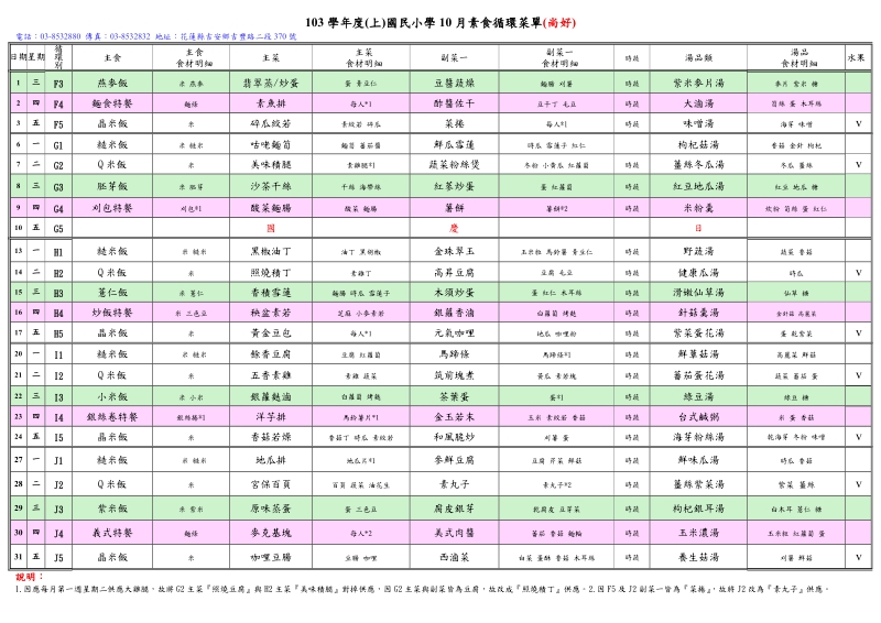 103学年度(上)10月素食菜单-尚好.doc_第2页