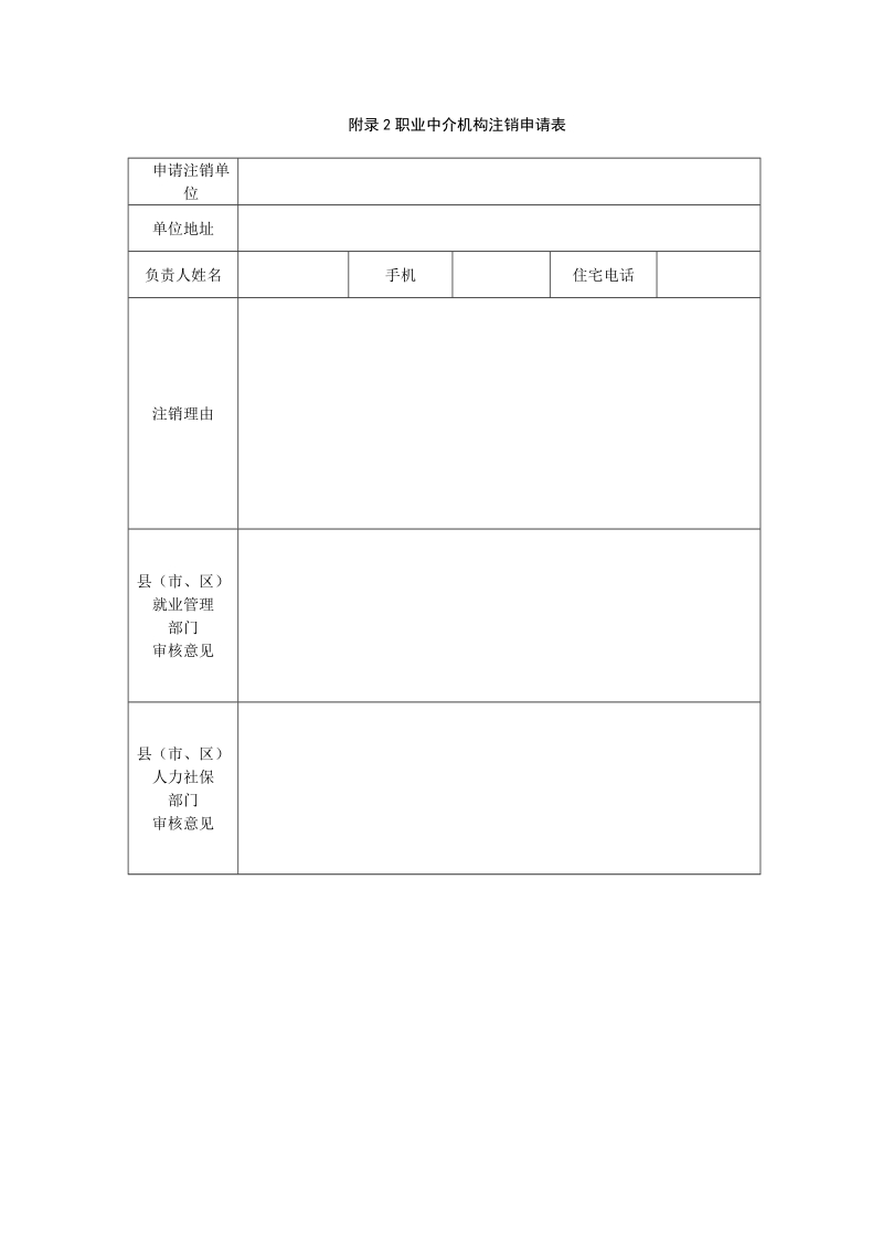 附录2职业中介机构注销申请表.doc_第1页