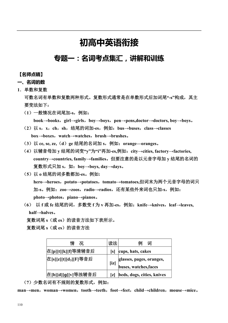 英语初高中衔接专题汇总.doc_第1页