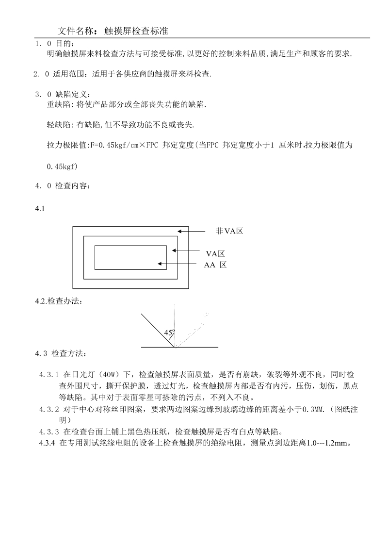 触摸屏检查标准.doc_第1页