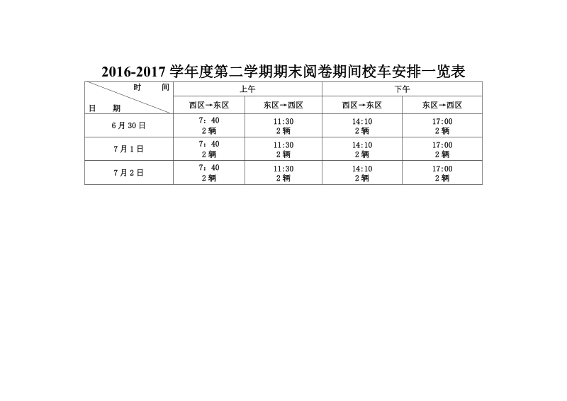 附件7：期末阅卷期间校车发车时间及数量安排doc.doc_第1页