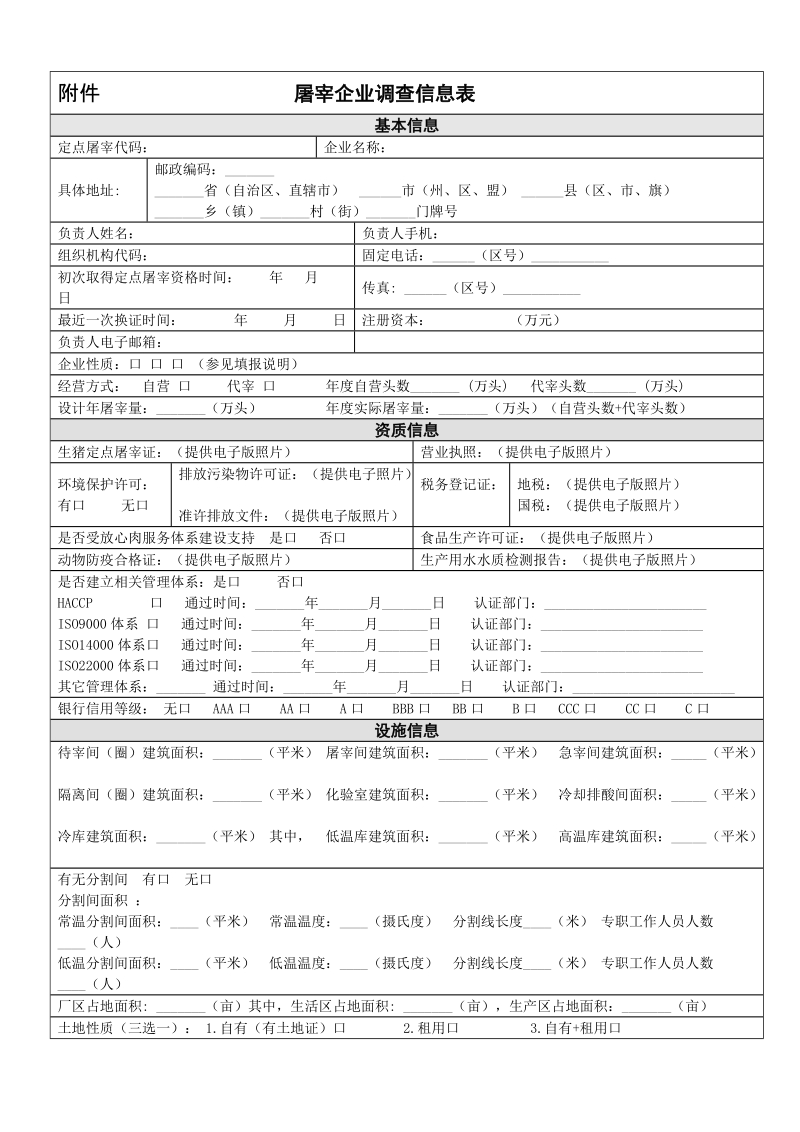 附件 屠宰企业调查信息表.doc_第1页