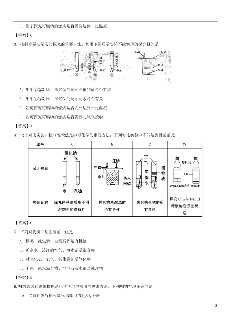 2018年中考化学《化学思想应用问题》专题练习卷.doc_第2页