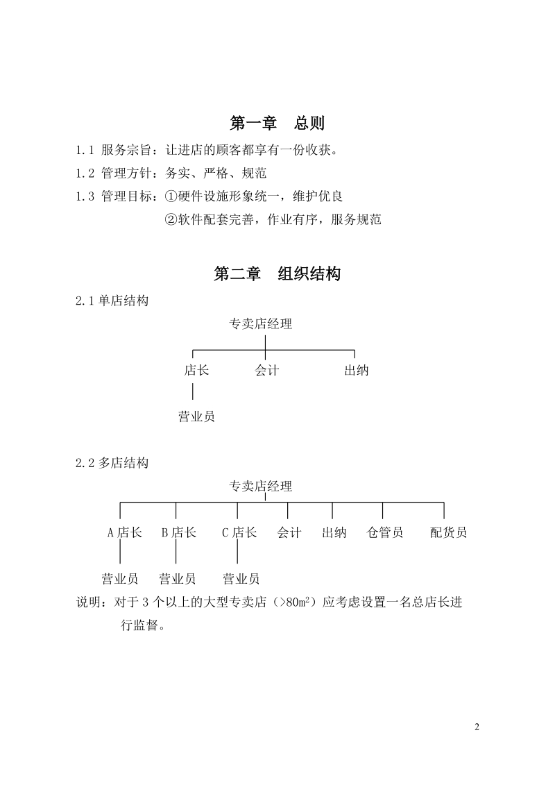 专卖店管理手册 组织结构与岗位职责.doc_第2页