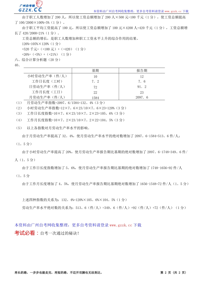 2004年1月广东省高等教育自学考试人力资源统计学试卷-广州自考网.doc_第2页