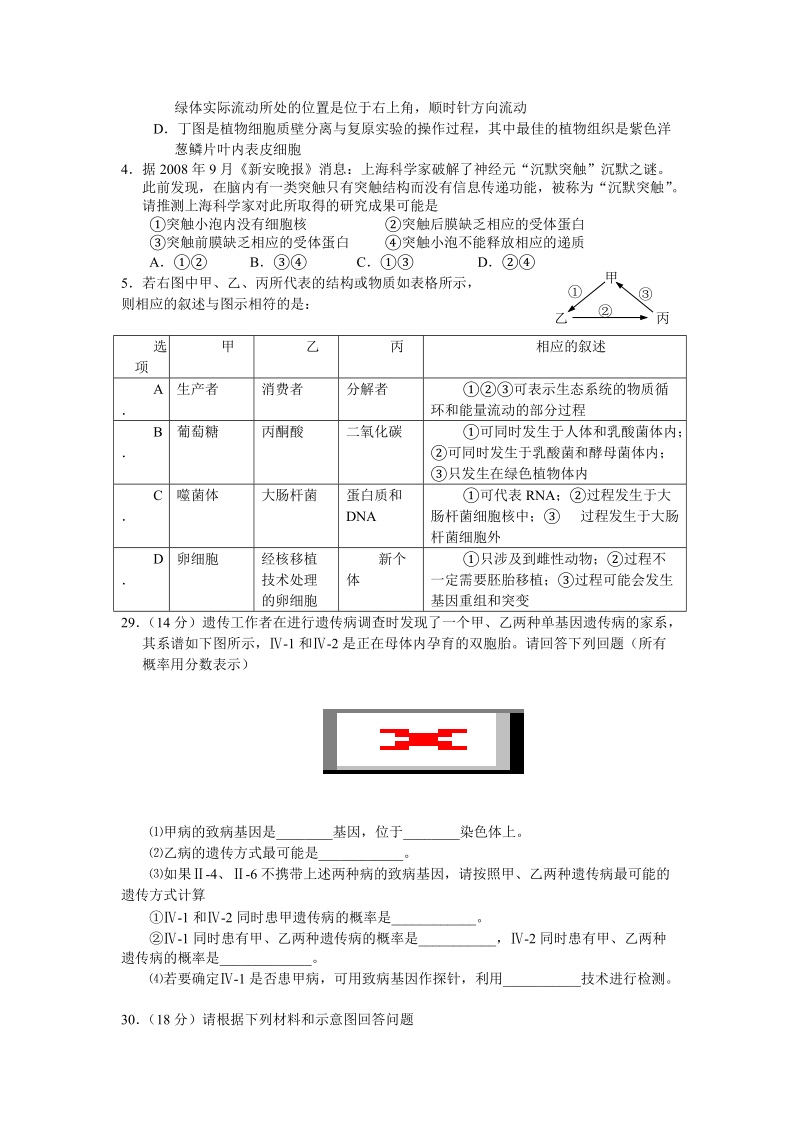 北京四中2011届理科综合能力测试题生物试卷1.doc.doc_第2页