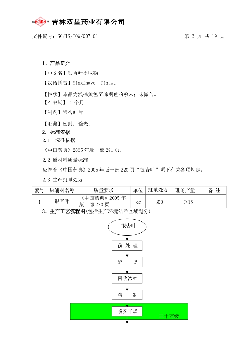 07.银杏叶提取物生产工艺规程.doc.doc_第2页