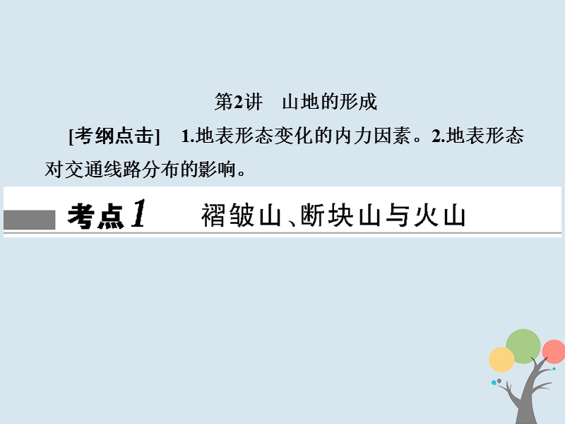 2018届高考地理总复习 第四章 地表形态的塑造 1-4-2 山地的形成课件 新人教版.ppt_第1页