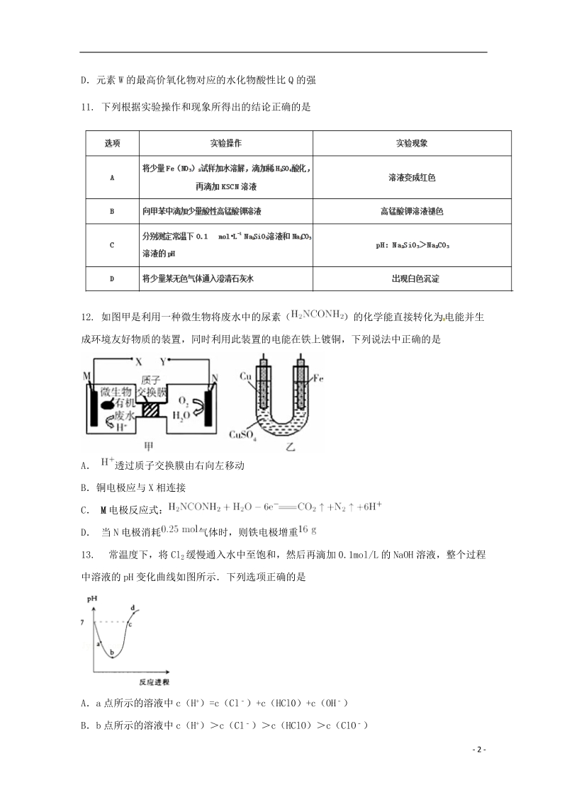 安徽省滁州市民办高中2018届高三化学下学期第三次模拟考试试题.doc_第2页