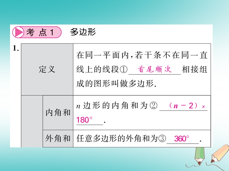 2018春中考数学总复习第一轮同步演练夯实基础第二部分图形与空间第5章四边形第20节多边形与平行四边形课件新人教版.ppt_第2页