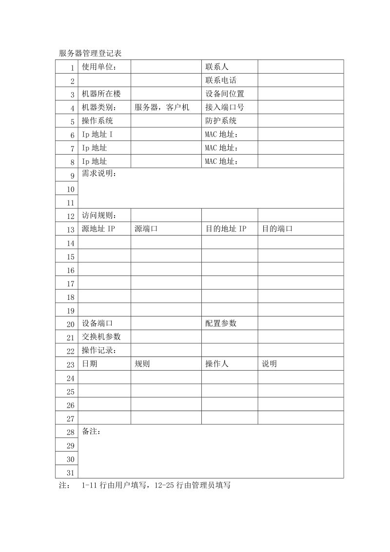 服务器管理登记表.doc_第1页