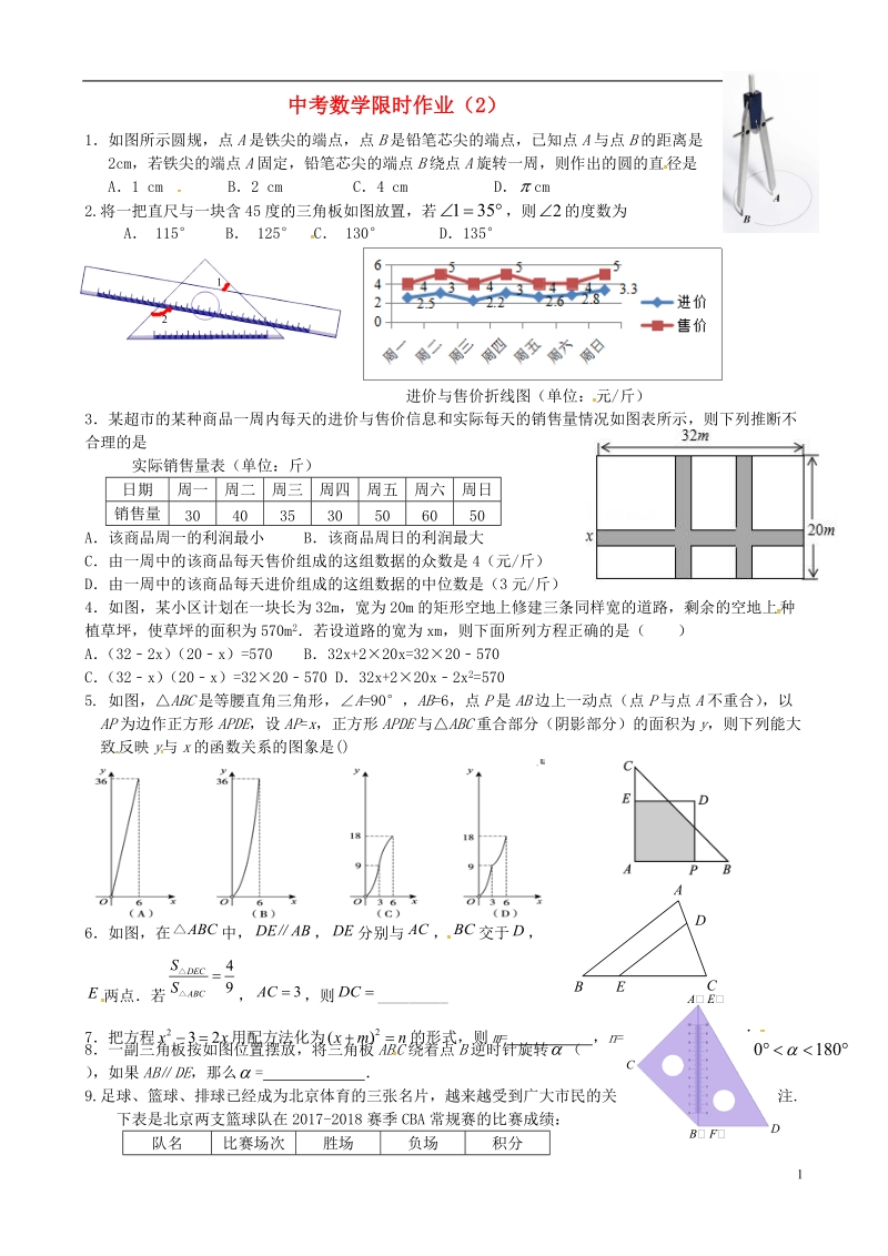 内蒙古鄂尔多斯康巴什新区2017届中考数学一轮复习 限时作业（2）（无答案）.doc_第1页