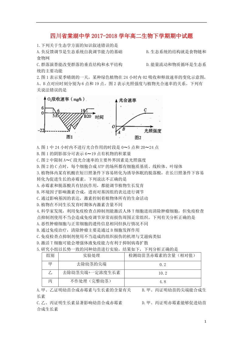 四川省棠湖中学2017_2018学年高二生物下学期期中试题.doc_第1页