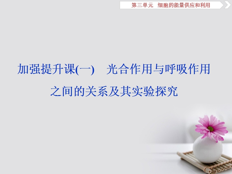 2019届高考生物总复习 第三单元 细胞的能量供应和利用 加强提升课（一）光合作用与呼吸作用之间的关系及其实验探究课件 新人教版.ppt_第1页