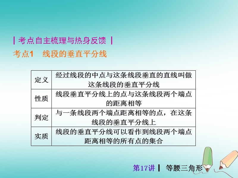 2018届中考数学考前热点冲刺指导第17讲等腰三角形课件新人教版.ppt_第2页