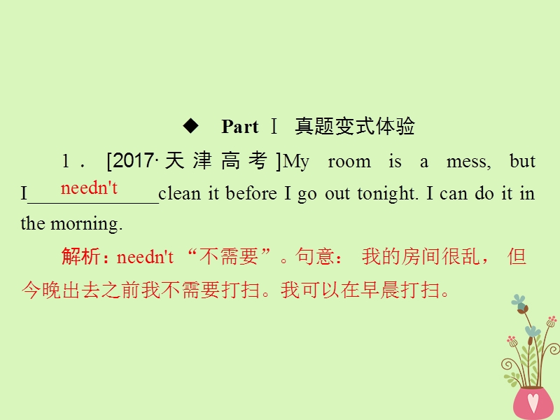 2019版高考英语一轮复习第二部分重点语法突破专题二无提示词填空第三讲情态动词和虚拟语气课件新人教版.ppt_第3页