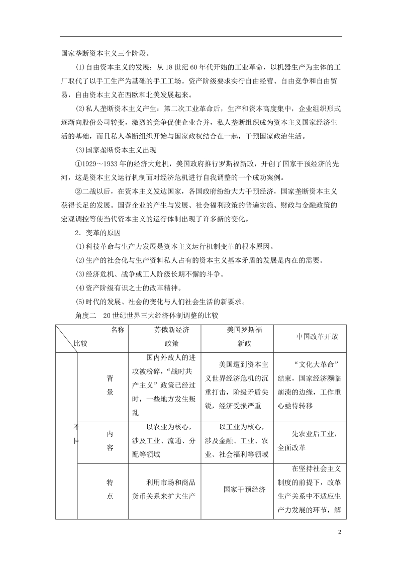 （全国通用版）2019版高考历史大一轮复习 第十单元 世界各国经济体制的创新与调整 高考必考题突破讲座10 世界经济发展模式的探索学案.doc_第2页