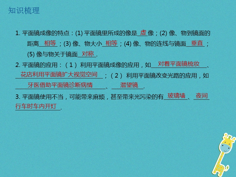 江苏省大丰市2018年中考物理第5课时平面镜光的反射复习课件.ppt_第3页