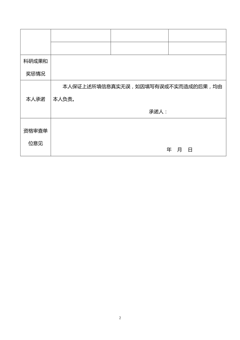 江西生物科技职业学院公开招聘高层次专业技术人员报 名表.doc_第2页