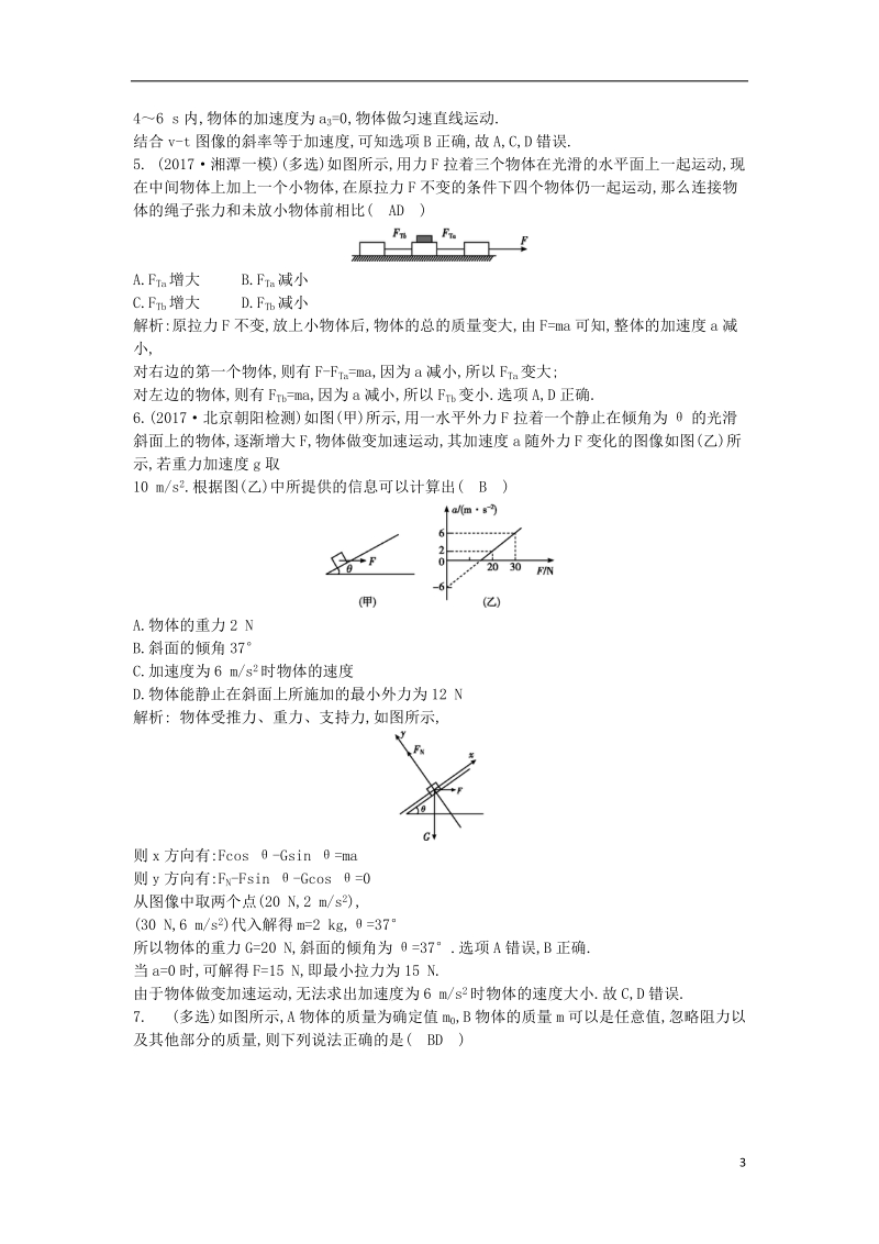 2017_2018版高中物理第四章牛顿运动定律习题课二牛顿第二定律的综合应用(1)练习新人教版必修.doc_第3页