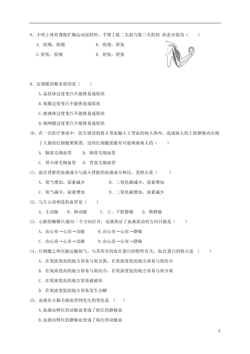 江苏省扬州树人中学2017_2018学年八年级生物下学期期中试题苏教版.doc_第2页