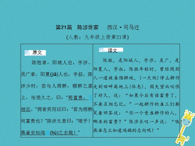 （甘肃专版）2018届中考语文 第三部分 文言文及古诗词赏析 专题一 文言文阅读（21-28篇）复习课件.ppt_第1页